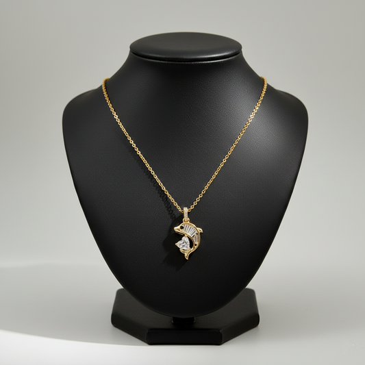 Elegant Dolphin Diamond Charm Necklace