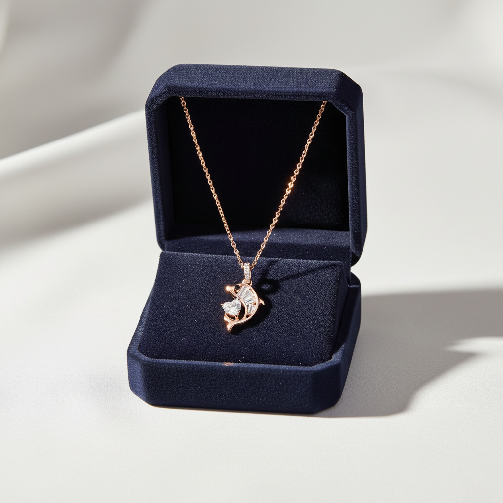 Elegant Dolphin Diamond Charm Necklace
