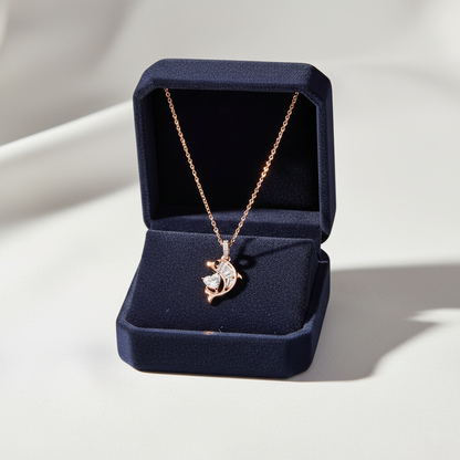 Elegant Dolphin Diamond Charm Necklace