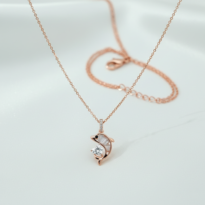 Elegant Dolphin Diamond Charm Necklace