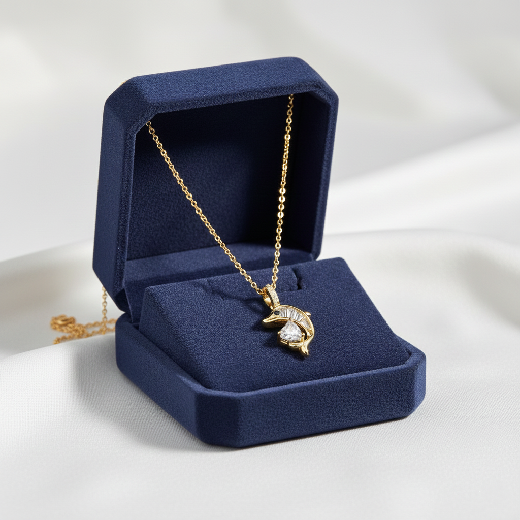 Elegant Dolphin Diamond Charm Necklace