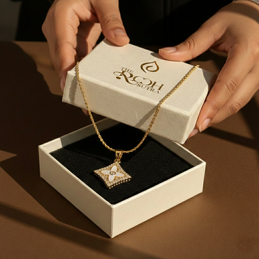 Gold Floral Charm Pendant Necklace