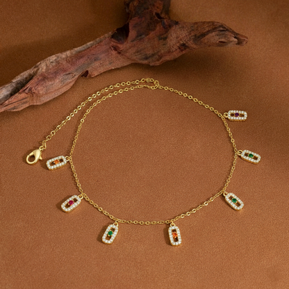 Multi-Color Gemstone Charm Necklace