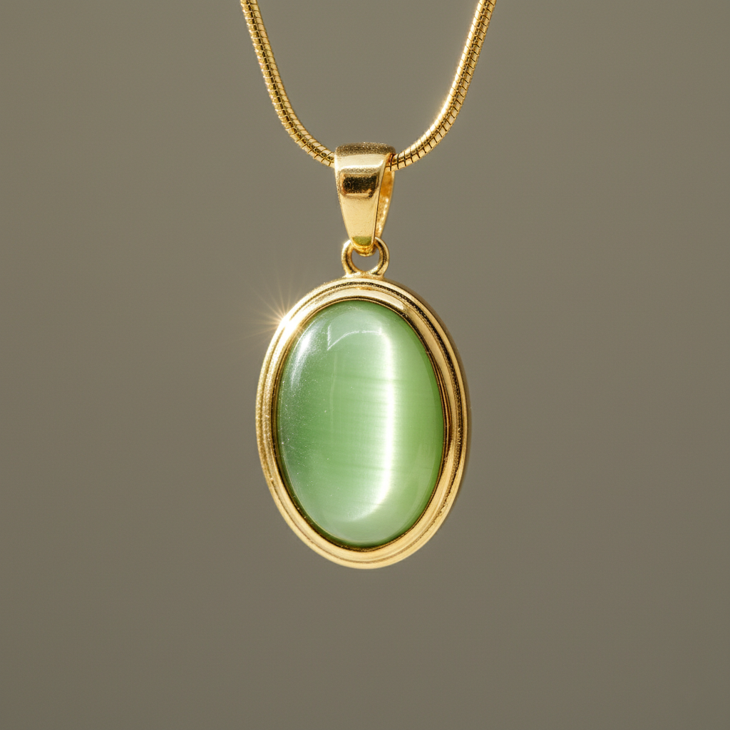 Green Oval Pendant Necklace