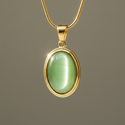 Green Oval Pendant Necklace
