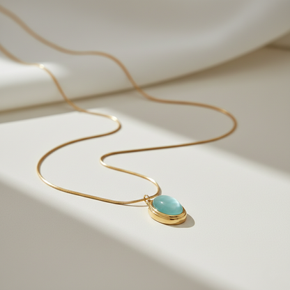 Aquamarine Oval Pendant Necklace