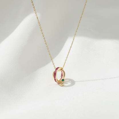 Ruby Eternity Ring Pendant Necklace