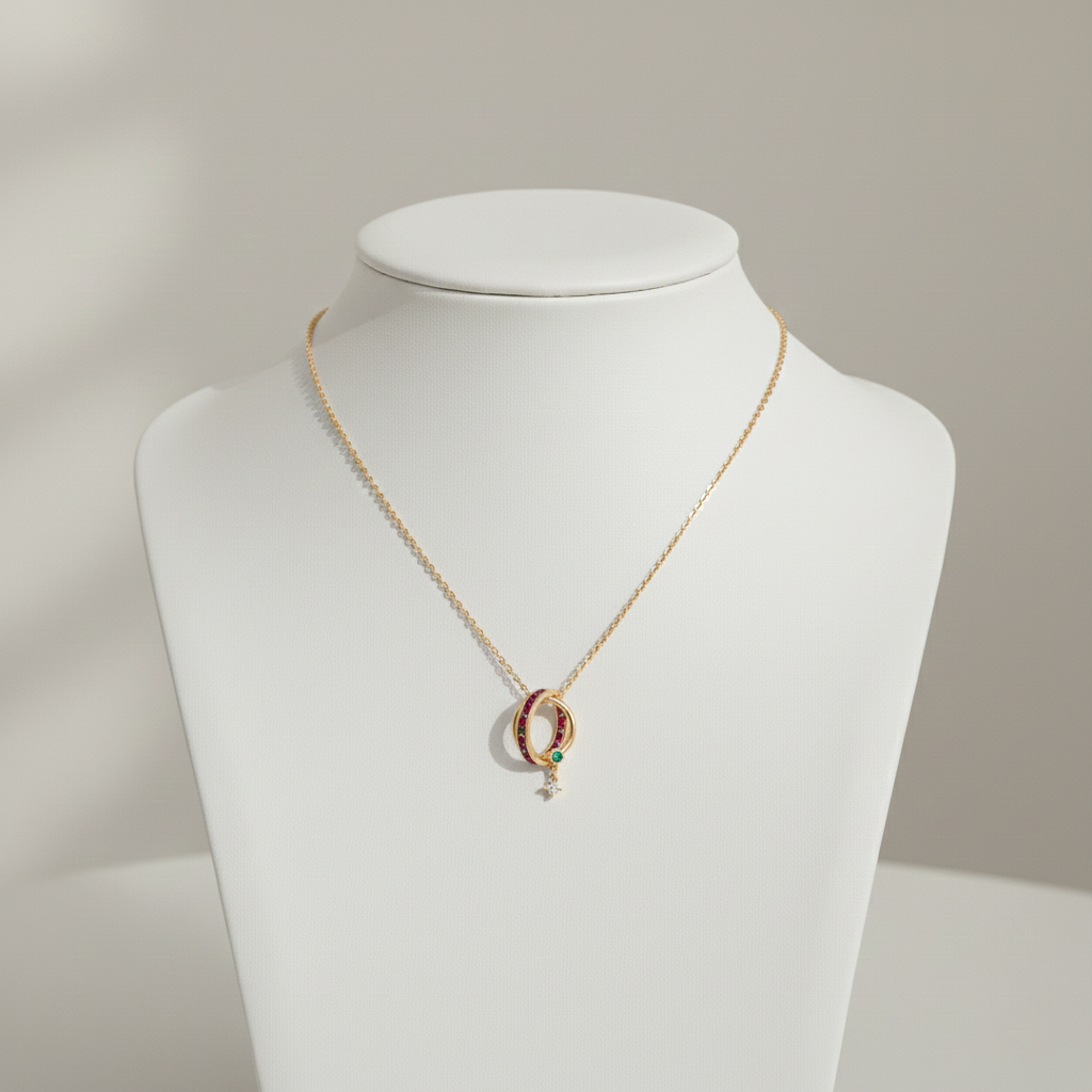 Ruby Eternity Ring Pendant Necklace
