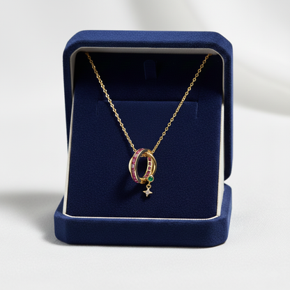 Ruby Eternity Ring Pendant Necklace