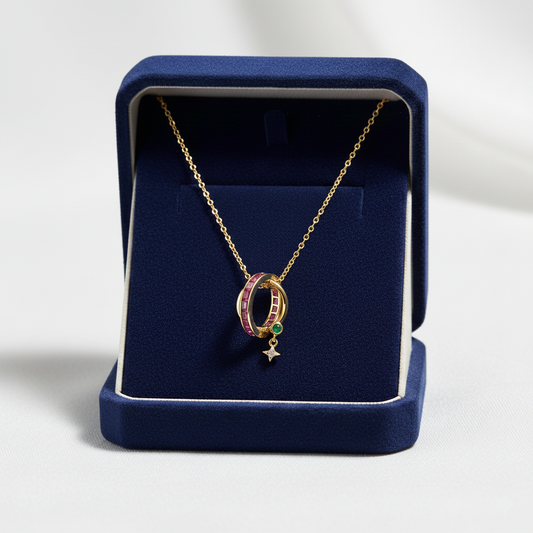 Ruby Eternity Ring Pendant Necklace