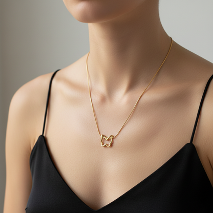 Minimal Butterfly Outline Pendant Necklace