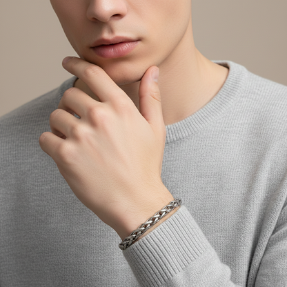 Silver Cuban Link Chain Bracelet