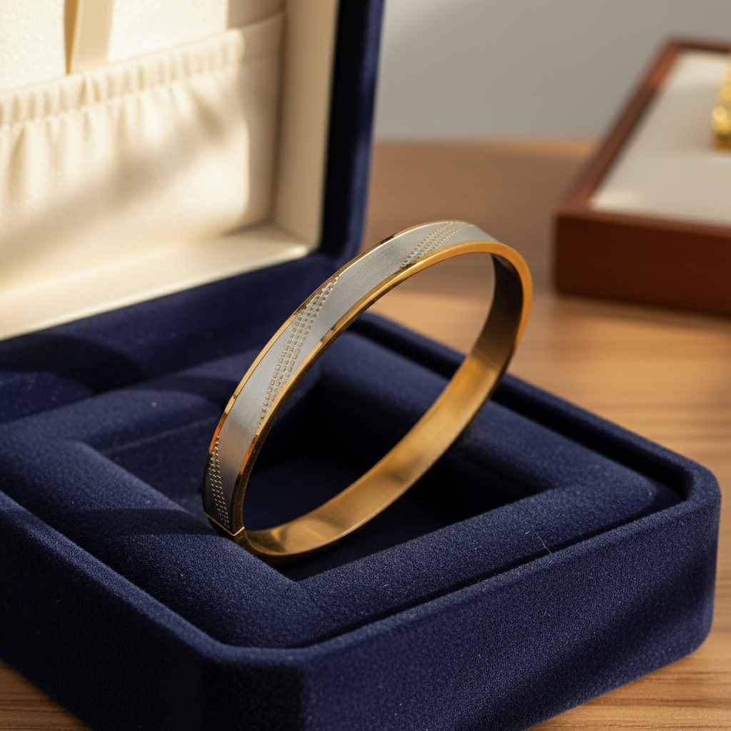 Two-Tone Gold & Silver Minimalist Bangle Bracelet
