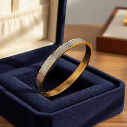 Two-Tone Gold & Silver Minimalist Bangle Bracelet
