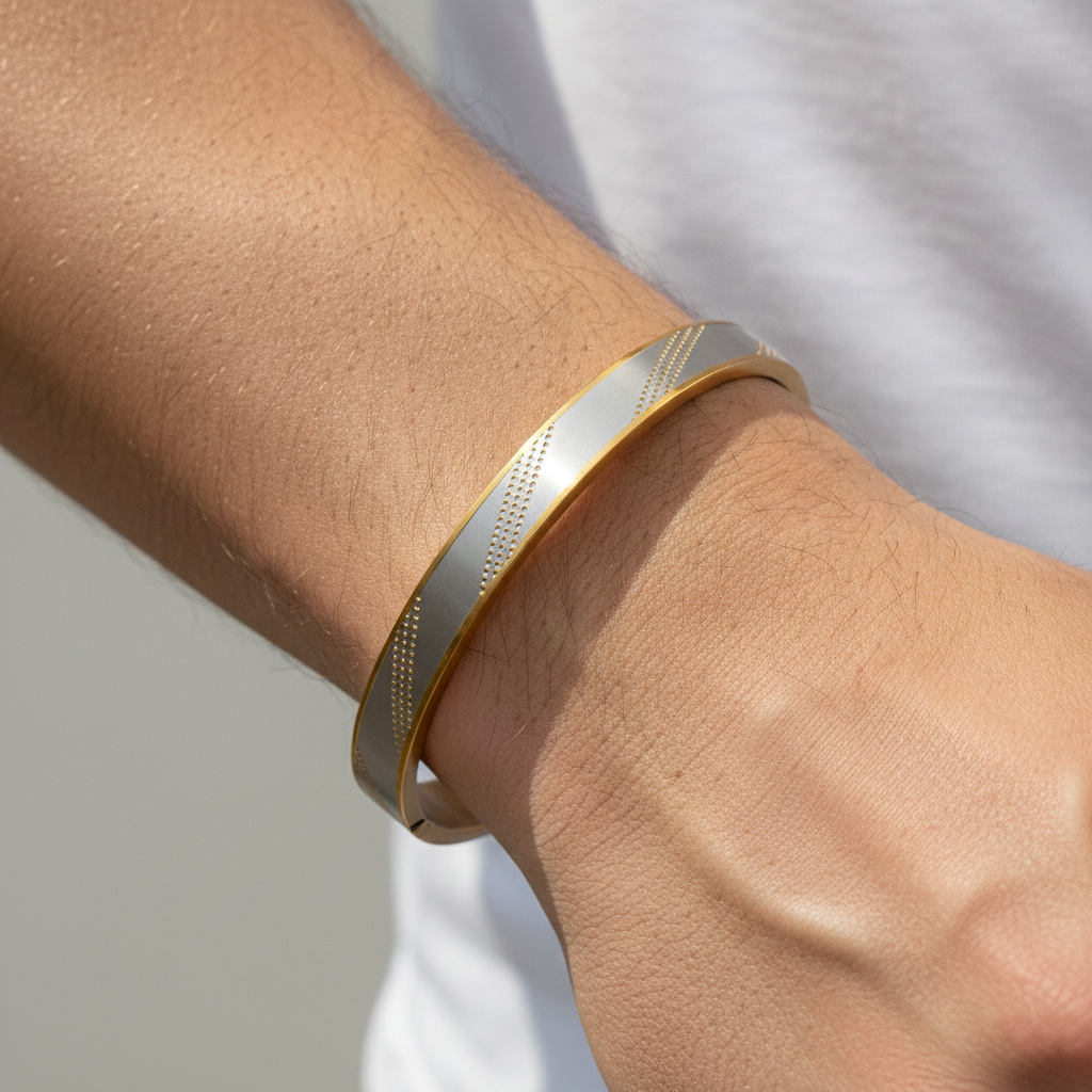 Two-Tone Gold & Silver Minimalist Bangle Bracelet