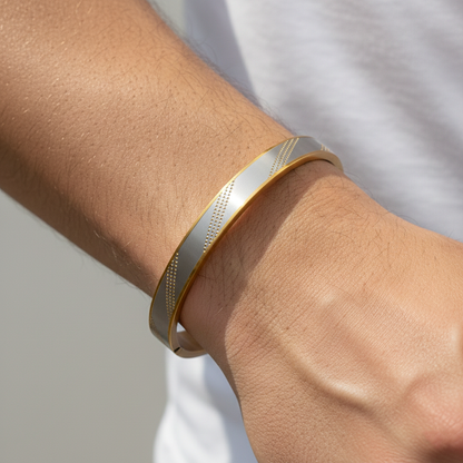 Two-Tone Gold & Silver Minimalist Bangle Bracelet