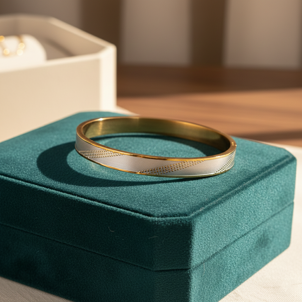 Two-Tone Gold & Silver Minimalist Bangle Bracelet