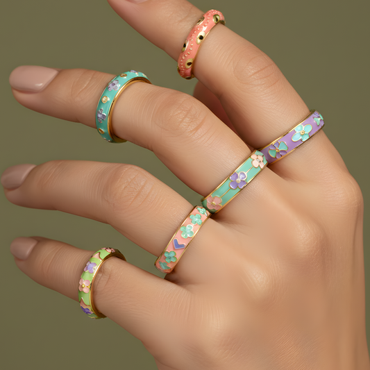Colorful Enamel Band Rings