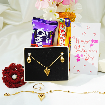 Gold Heart Jewelry Gift Hamper