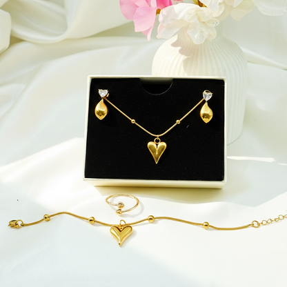 Gold Heart Jewelry Gift Hamper