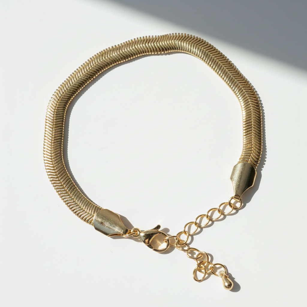 Herringbone Chain Bracelet In Gold & Silver