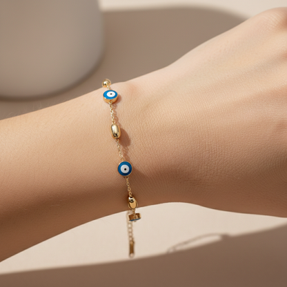 Gold Evil Eye Charm Bracelet