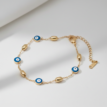 Gold Evil Eye Charm Bracelet