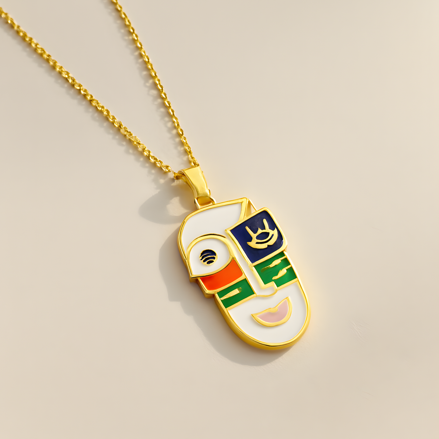 Abstract Face Pendant Necklace