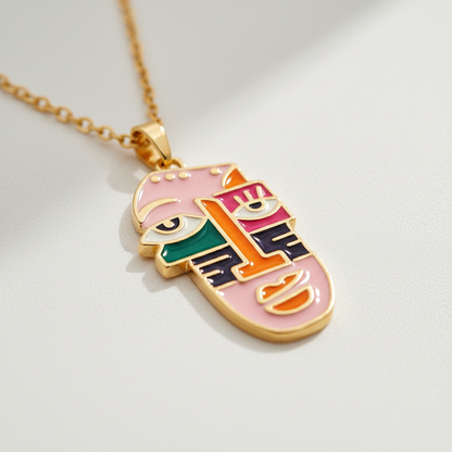 Abstract Face Pendant Necklace