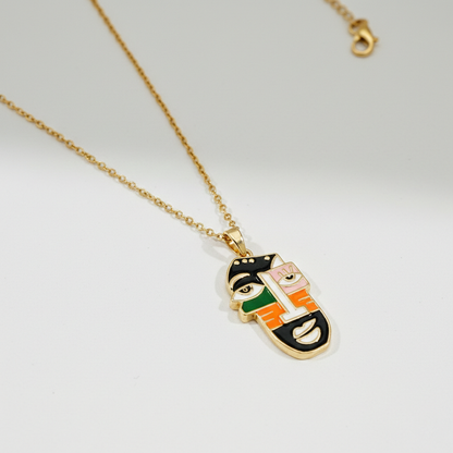 Abstract Face Pendant Necklace