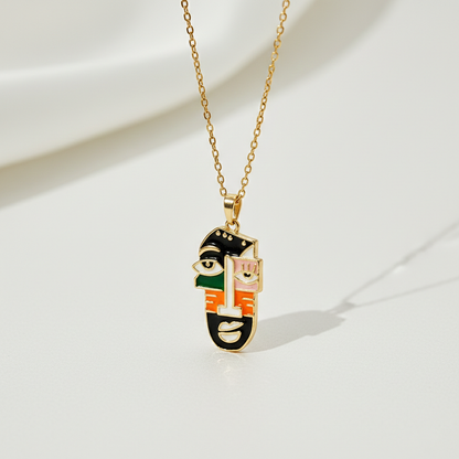 Abstract Face Pendant Necklace