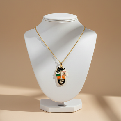 Abstract Face Pendant Necklace