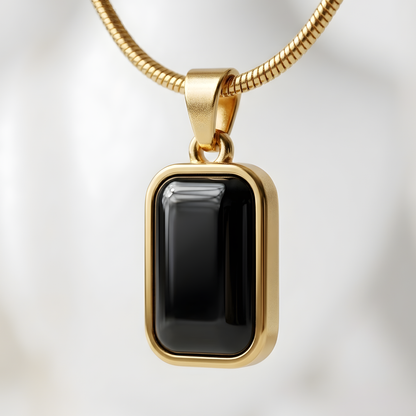 Rectangular Black Onyx Pendant Necklace