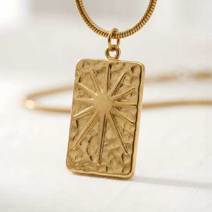 Gold Sunburst Pendant Necklace