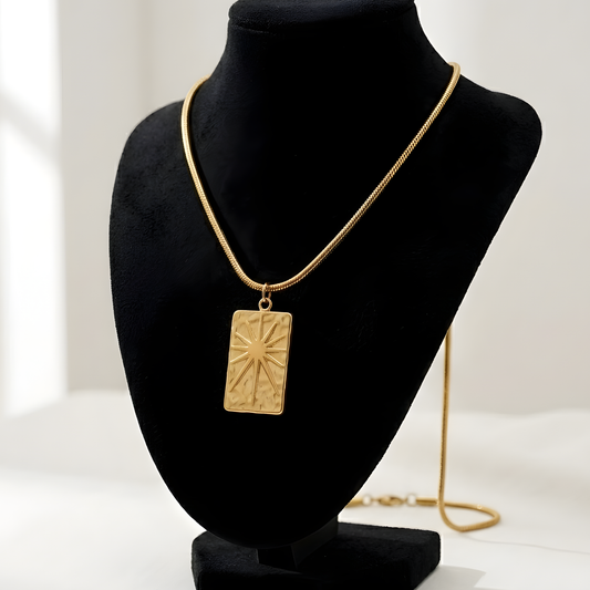Gold Sunburst Pendant Necklace