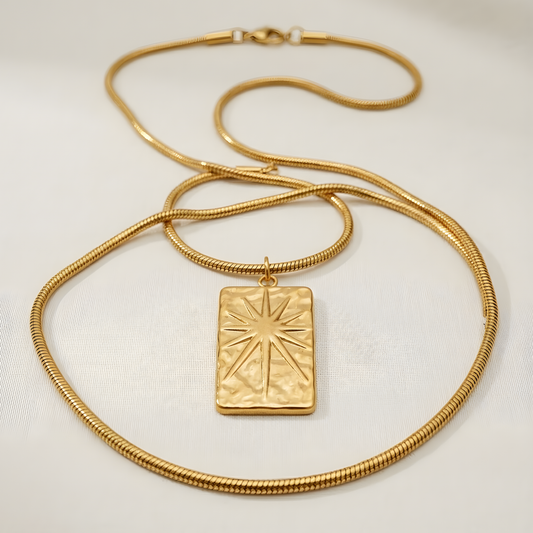 Gold Sunburst Pendant Necklace