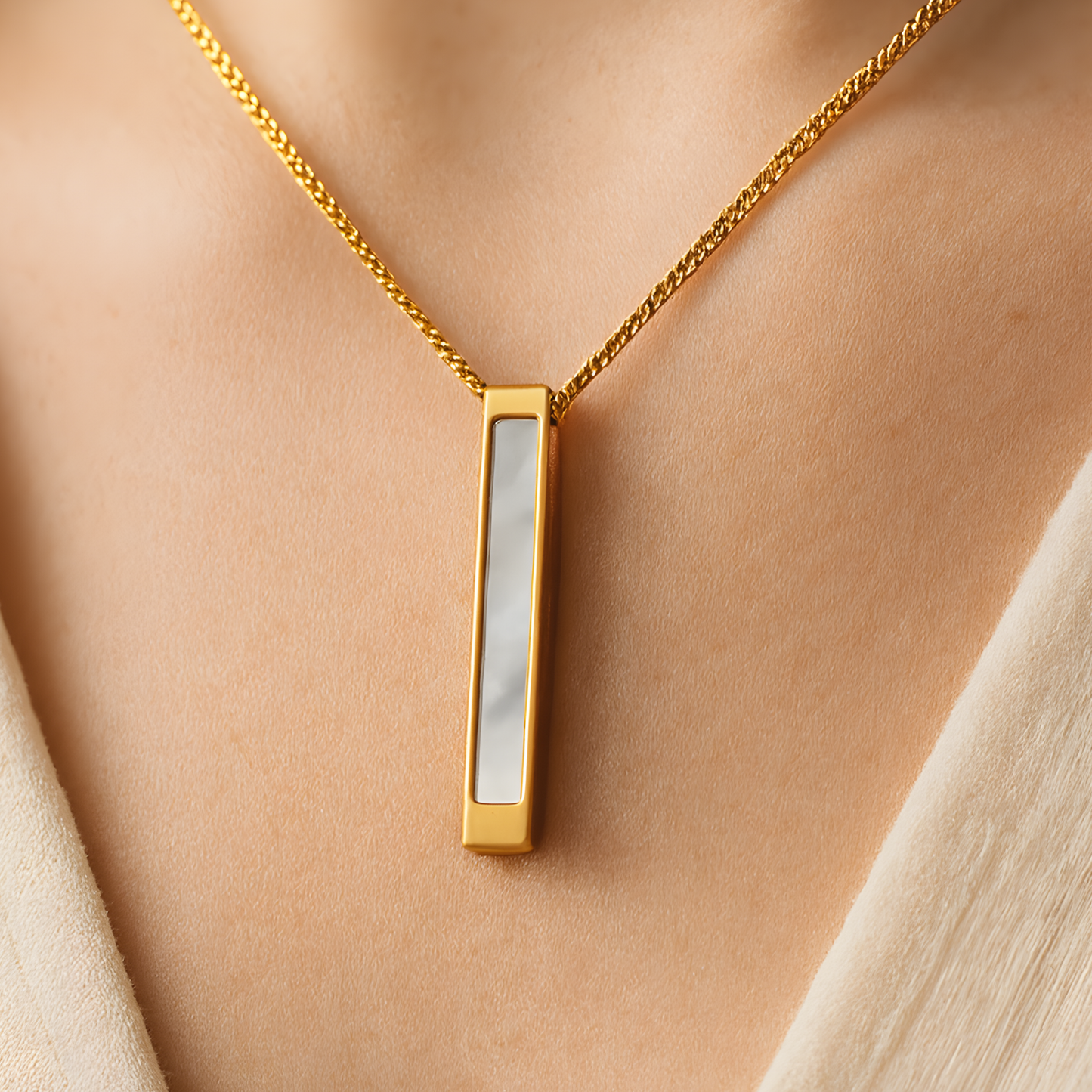 MOP Gold Bar Necklace