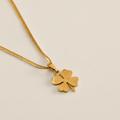 Four-Leaf Clover Herringbone Necklace