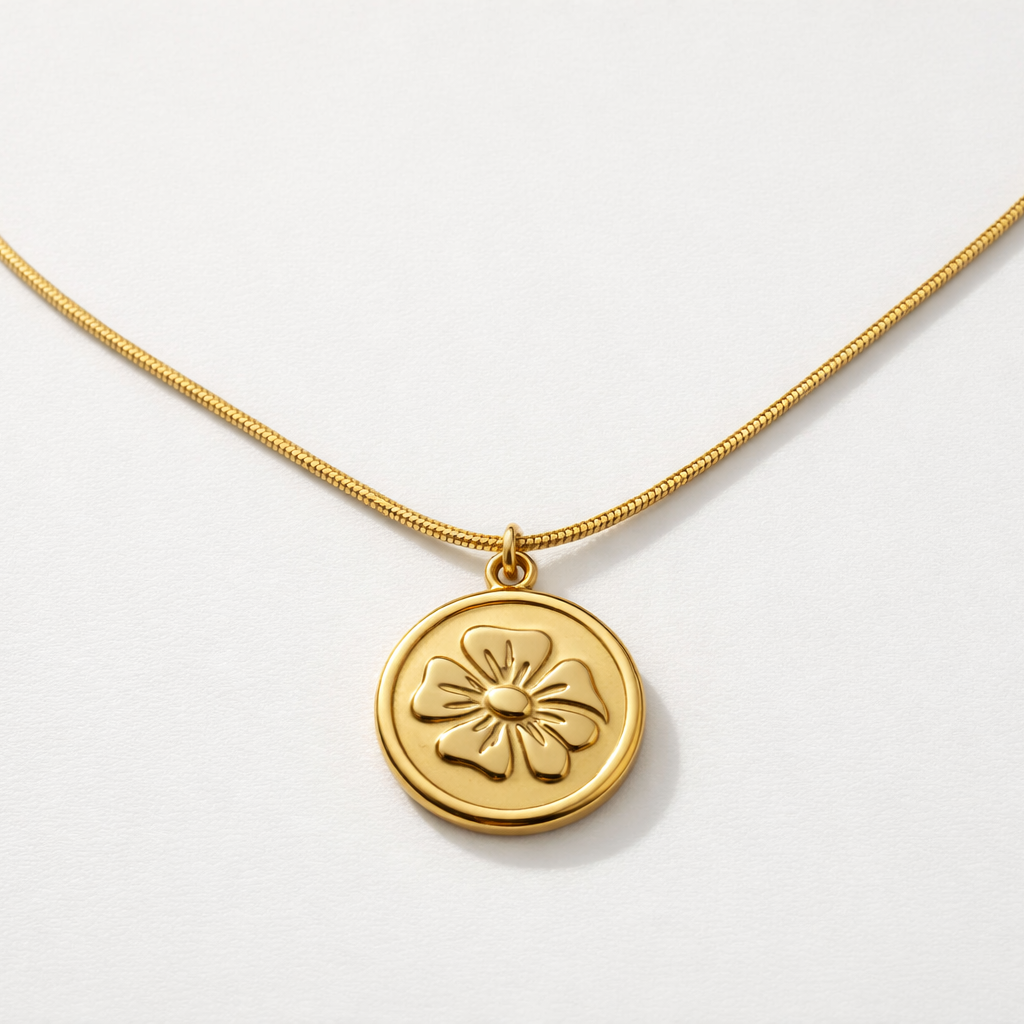Gold Floral Medallion Necklace