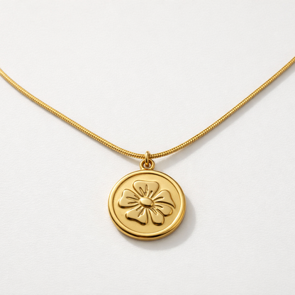 Gold Floral Medallion Necklace