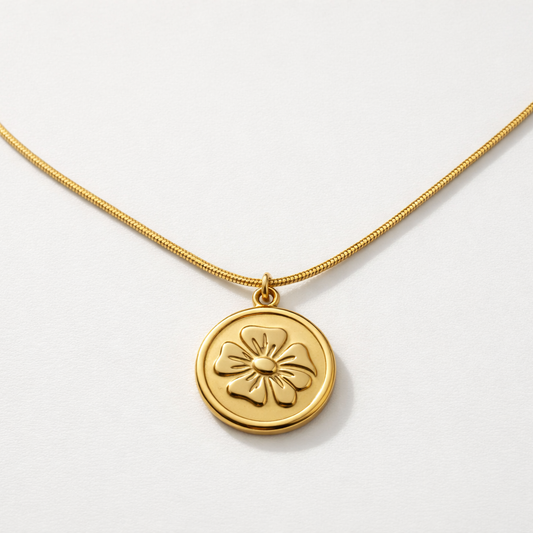 Gold Floral Medallion Necklace