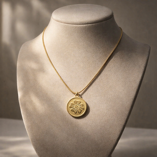Gold Floral Medallion Necklace
