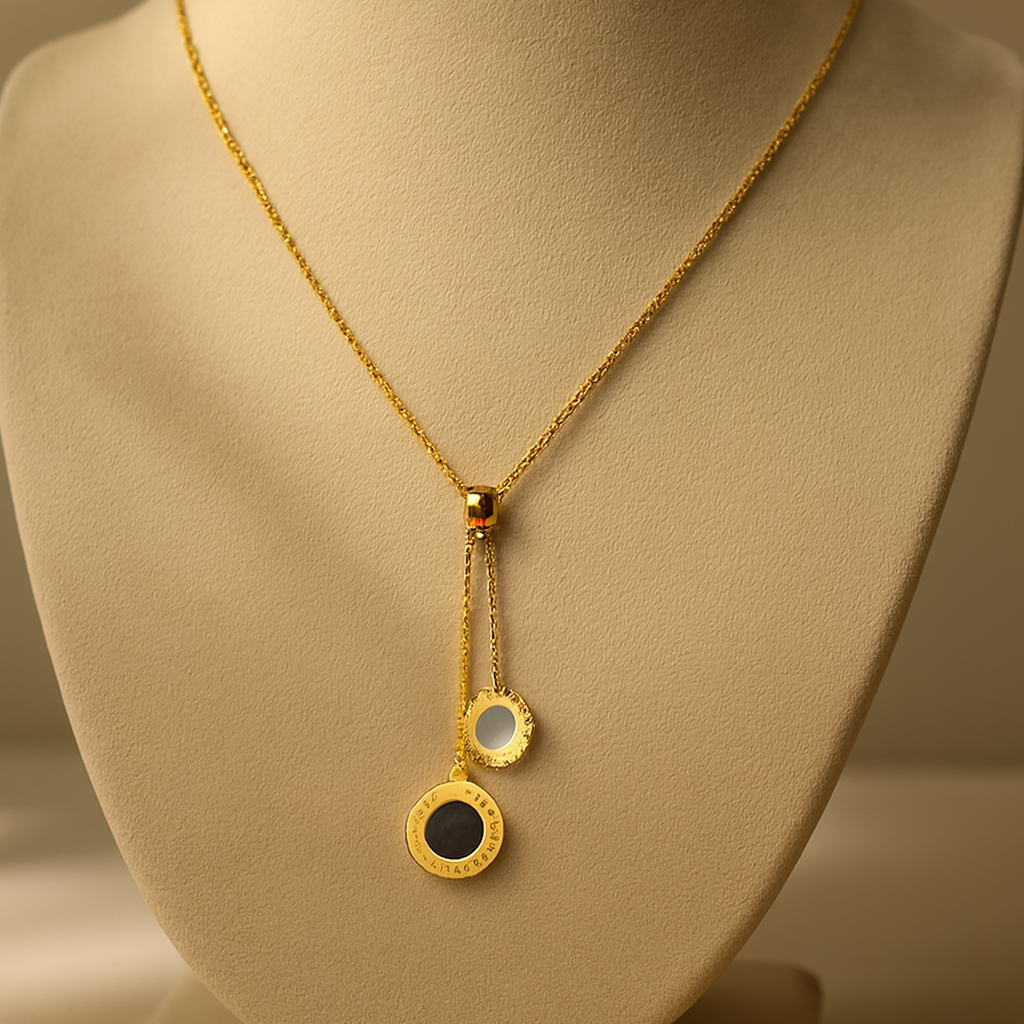 Gold Dual-Medallion Drop Necklace