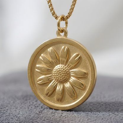 Gold Sunburst Medallion Necklace