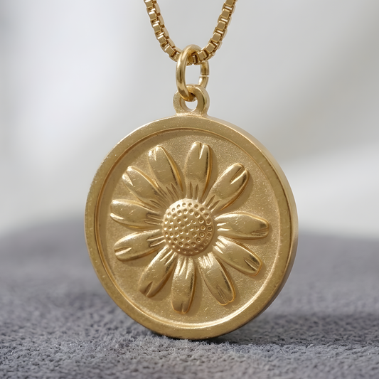 Gold Sunburst Medallion Necklace