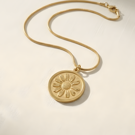 Gold Sunburst Medallion Necklace