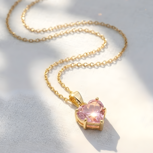 Pink Heart Crystal Necklace