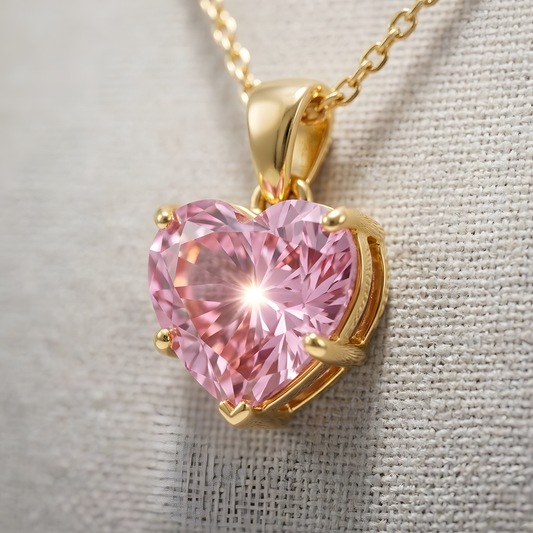 Pink Heart Crystal Necklace