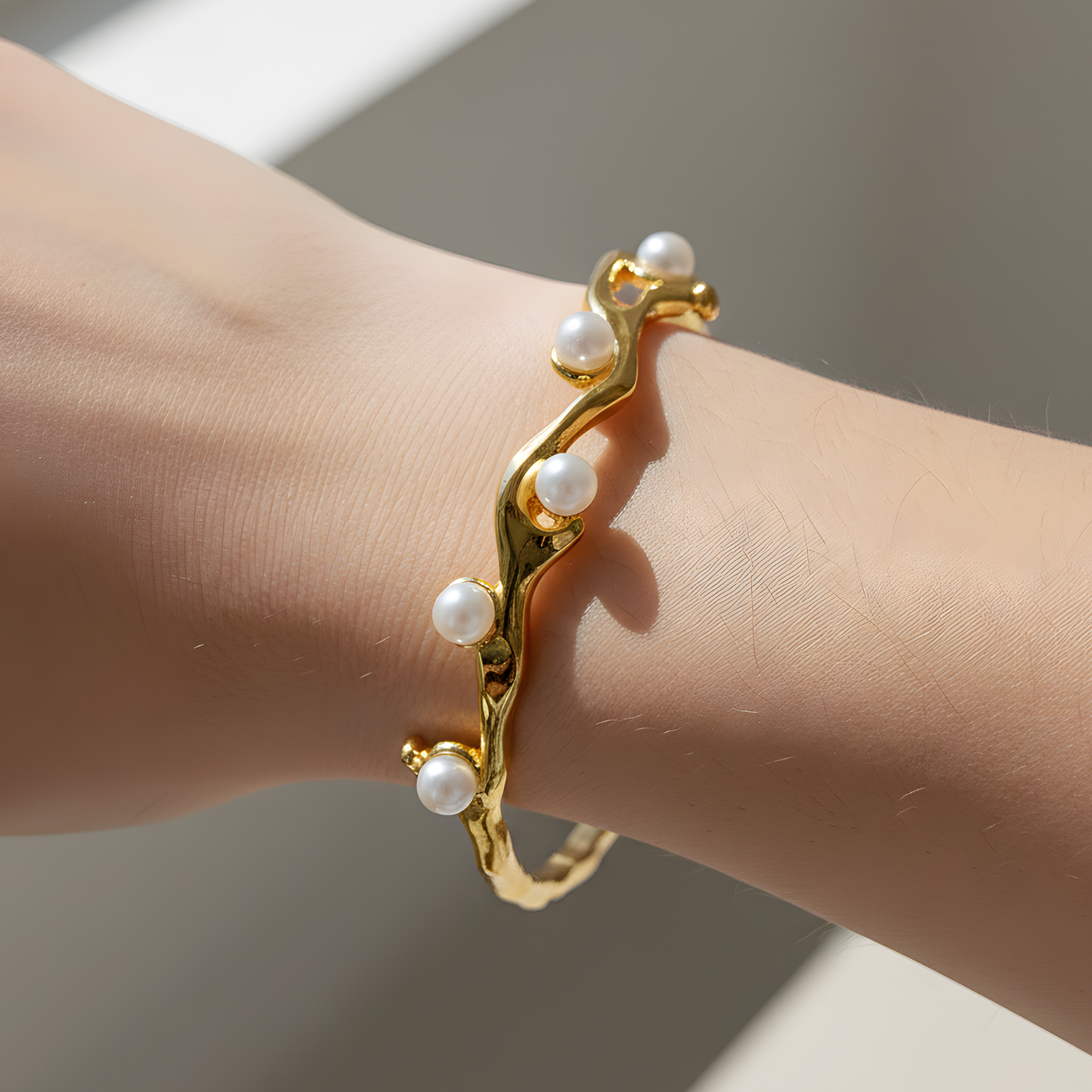 Wave Pearl Cuff Bracelet