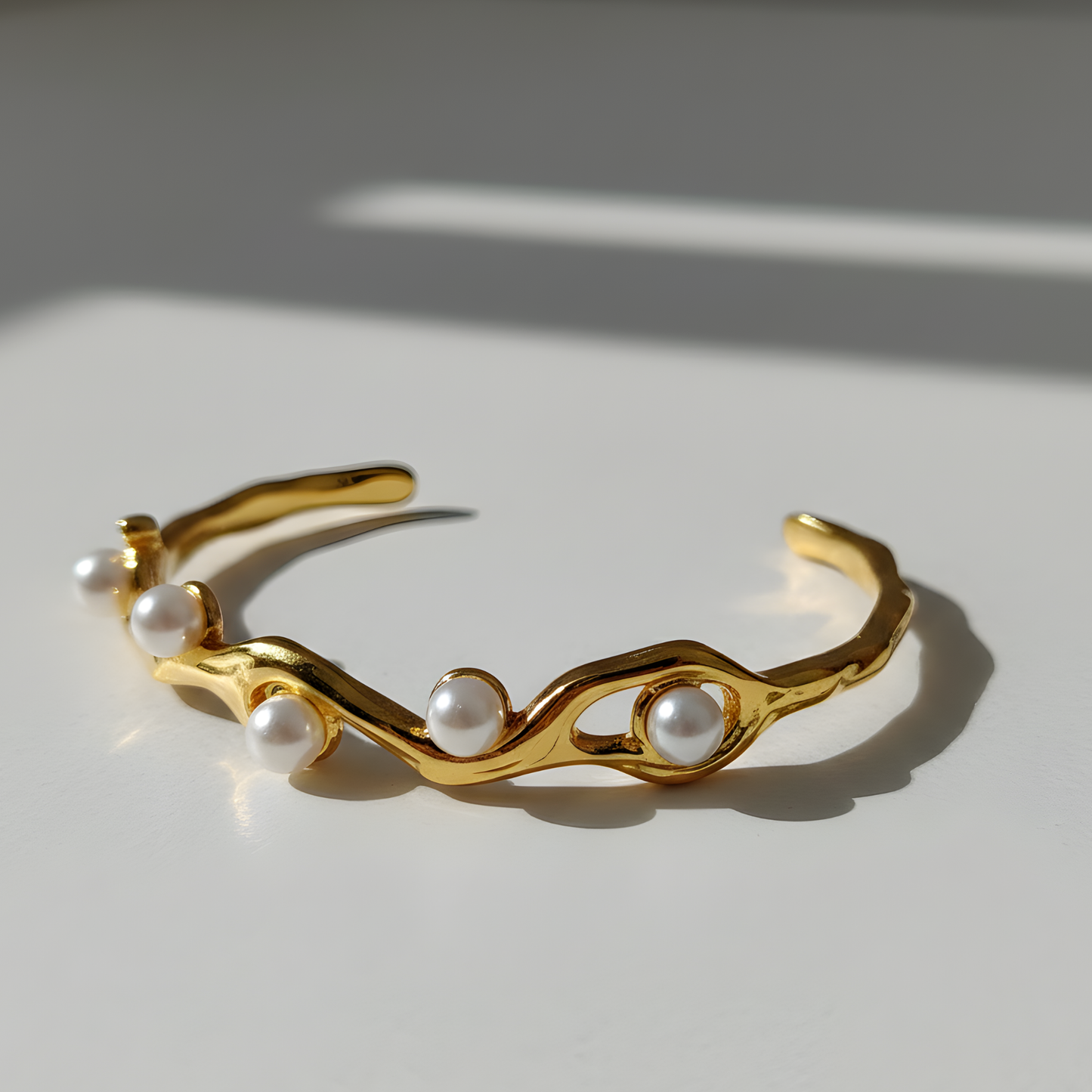 Wave Pearl Cuff Bracelet